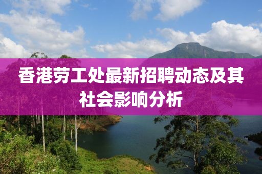 香港劳工处最新招聘动态及其社会影响分析