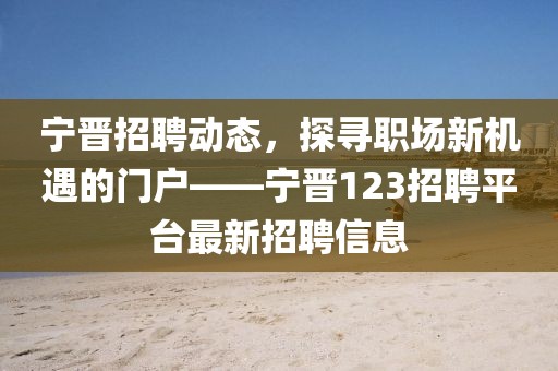 宁晋招聘动态，探寻职场新机遇的门户——宁晋123招聘平台最新招聘信息