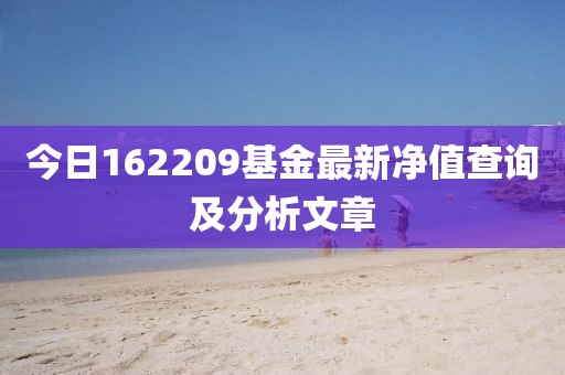 今日162209基金最新净值查询及分析文章